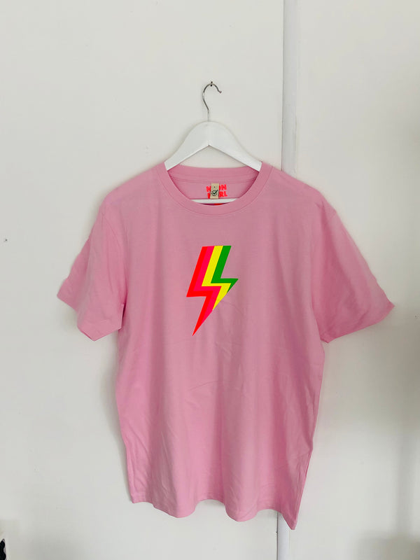 Item 30-31 Pink RAINBOW BOLT T-Shirt Size L