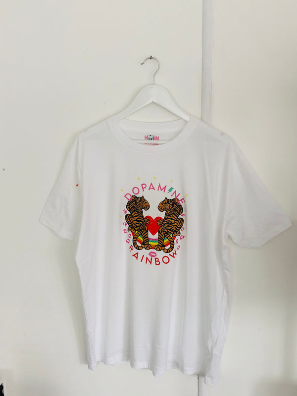 Item 32-33 White DOPAMINE RAINBOW T-Shirt Size XL