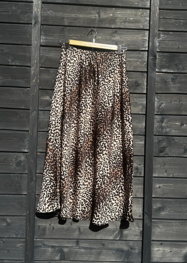 Neutral Leopard satin slip skirt