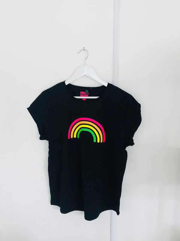 Item 180 Black NEON RAINBOW T-Shirt Size L