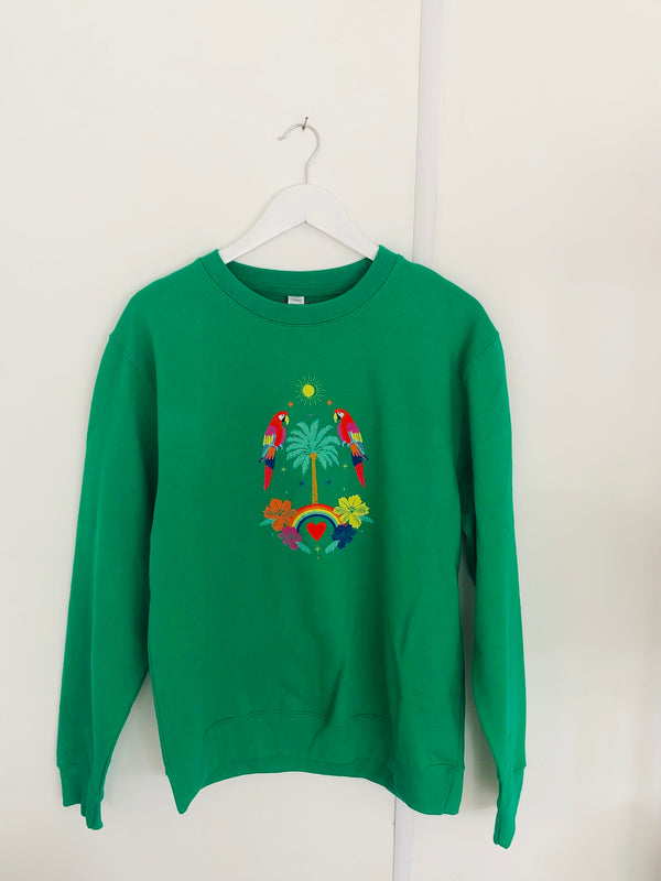 Item 207 Kelly Green TROPICAL RAINBOW Sweat Size M