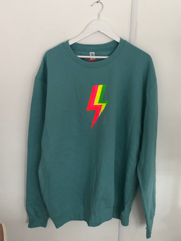Item 128 Seafoam MULTI NEON BOLT Sweat Size XXL