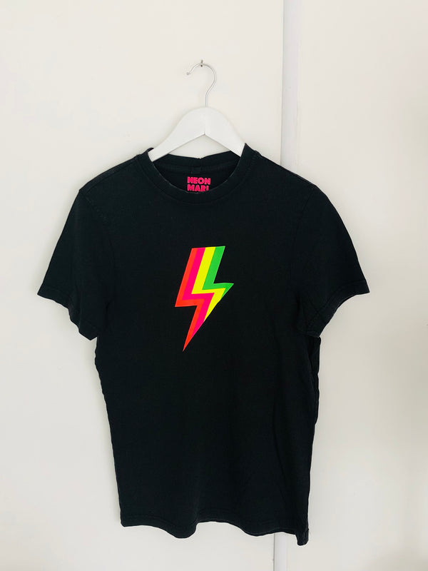 Item 70 Stonewash Black RAINBOW BOLT T-Shirt Size XS
