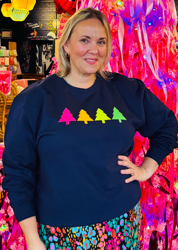 Christmas Navy NEON TREES sweatshirt