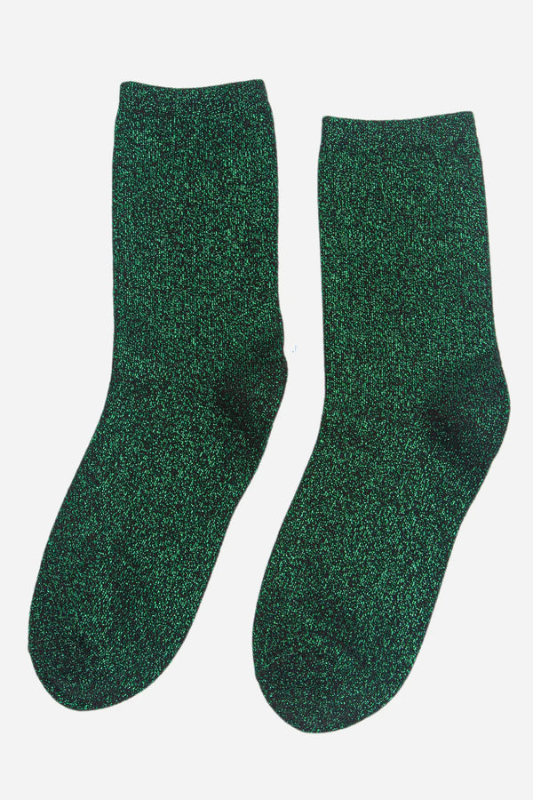 Black green glitter socks