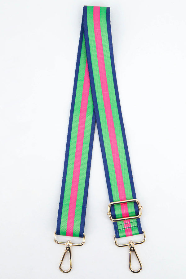 Green multi stripe bag strap