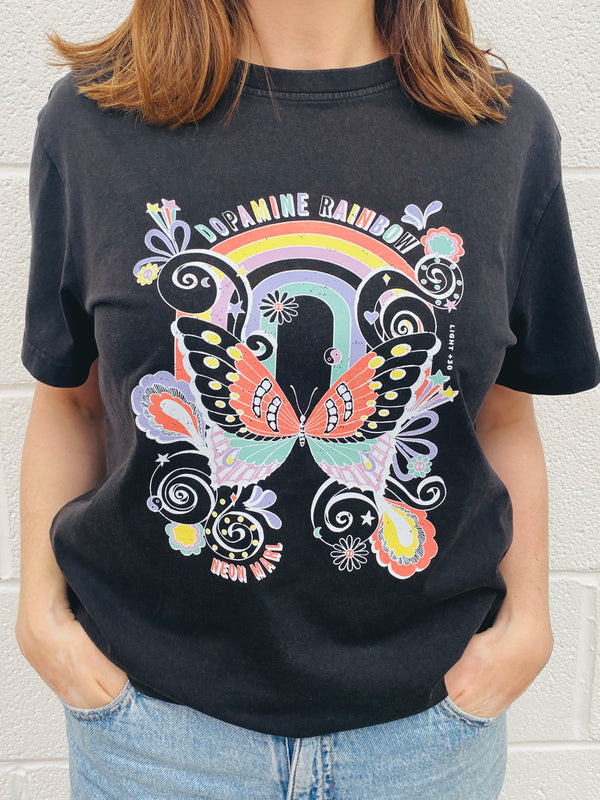 Black Doodle Butterfly graphic t shirt