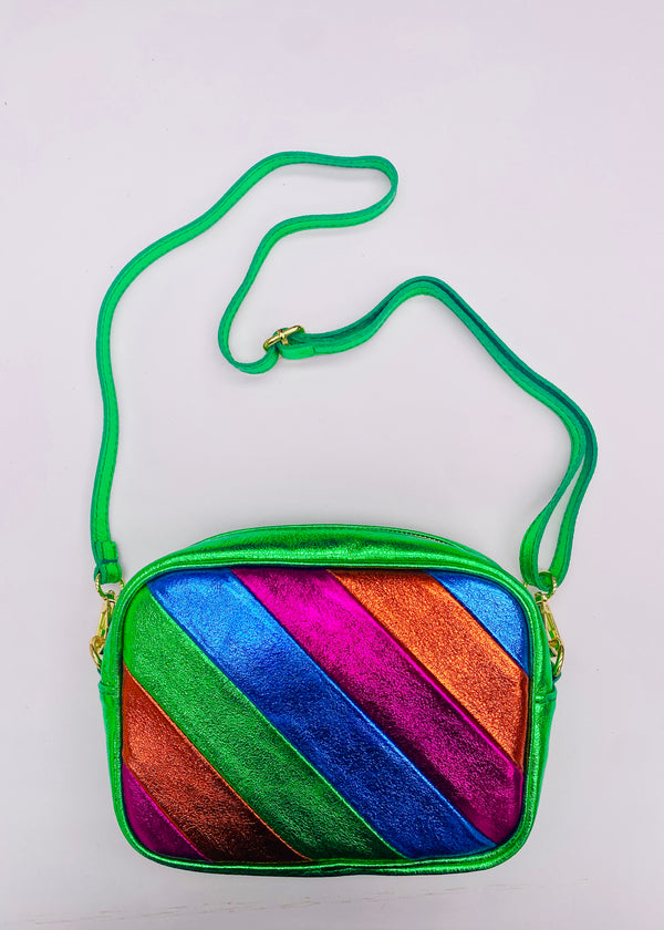 Green Dopamine Rainbow leather crossbody handbag