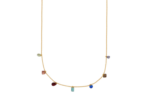 Gold Rainbow gem necklace