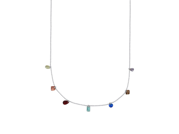 Silver Rainbow gem necklace