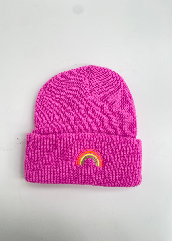 Neon Marl Rainbow beanie hat