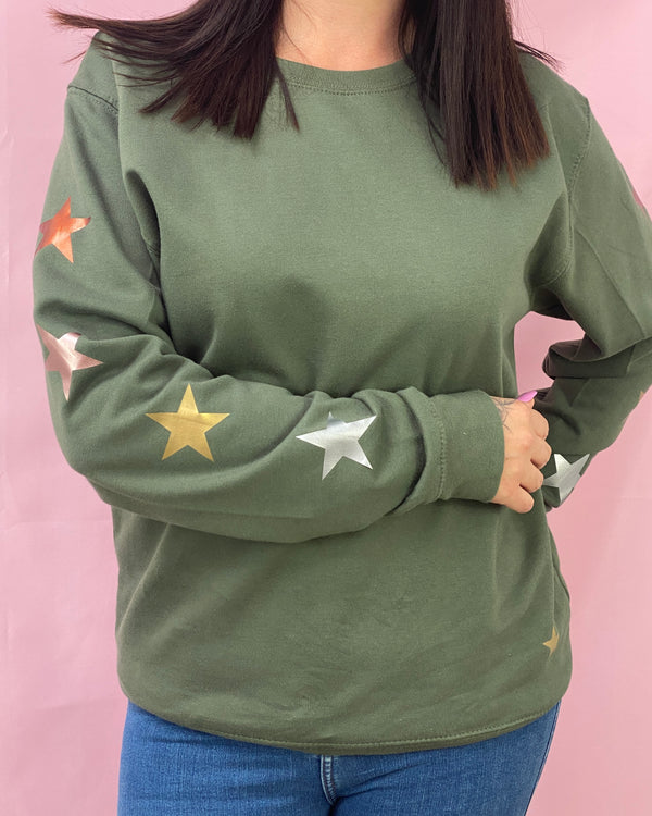 Metallic Star Sleeve sweatshirt