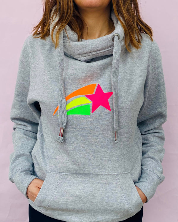 Multi Neon SHOOTING STAR cowl hoodie