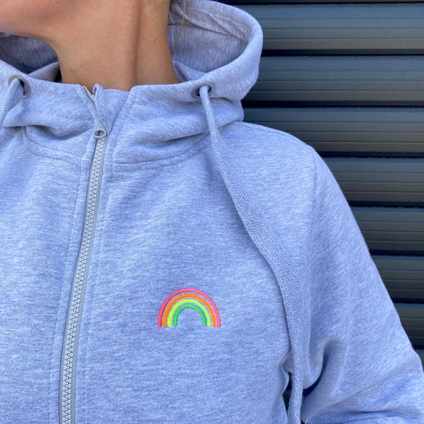 Multi Neon Rainbow Embroidered zip up hoodie