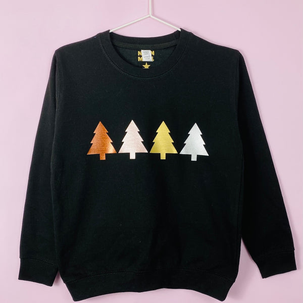 KIDS Christmas METALLIC XMAS TREES sweatshirt