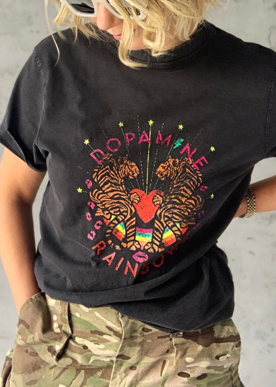 Black Dopamine Rainbow graphic t shirt