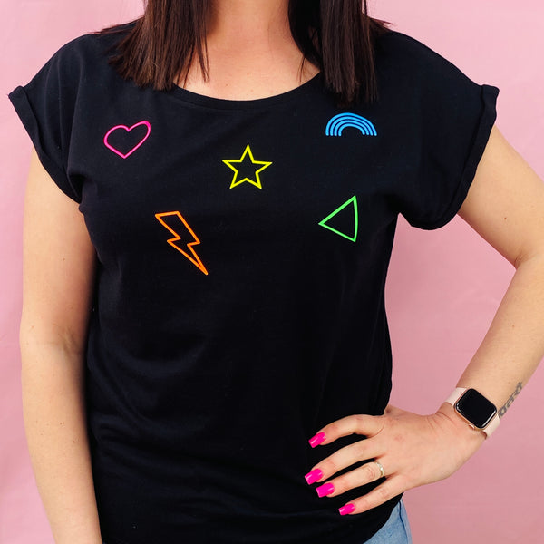 NEON OUTLINE SHAPES t shirt