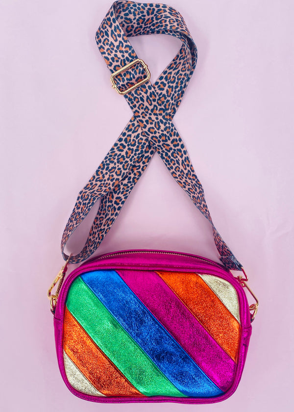 Pink Dopamine Rainbow leather crossbody handbag
