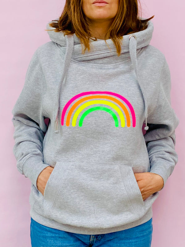 Multi Neon RAINBOW cowl hoodie – Neon Marl