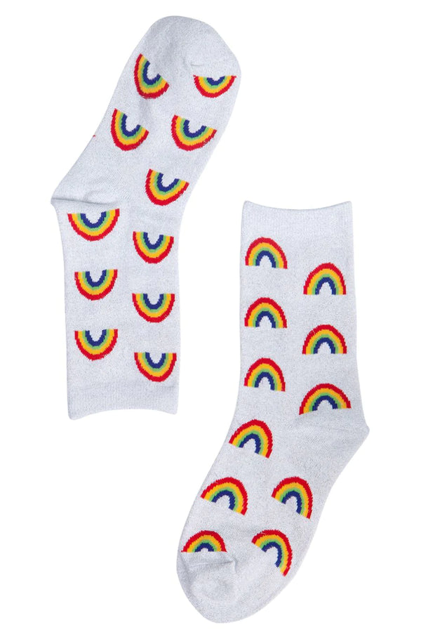 White Lurex rainbow socks